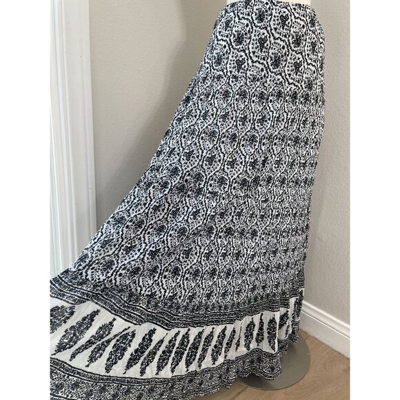 Chaps Womens Plus 3X Black White Tiered Maxi Skirt - Picture 3 of 9